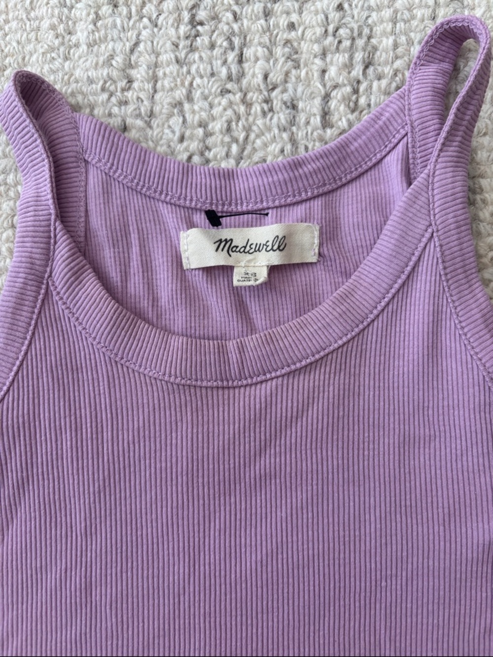 Madewell Ribbed High Neck Tank Top Lavender - Picture 3 of 10